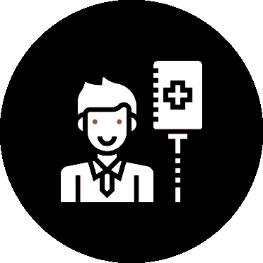 A man with a medical record on his shoulder.